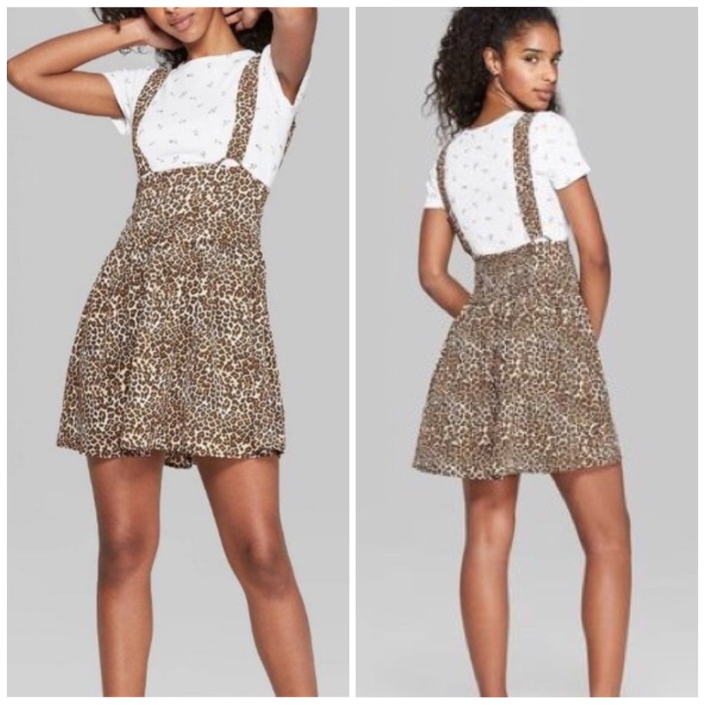Wild Fable NEW Cheetah Print Suspender Skirt Small